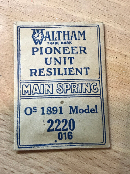 Waltham Factory Mainspring for 0s 1891 Model No. 2220 - Steel