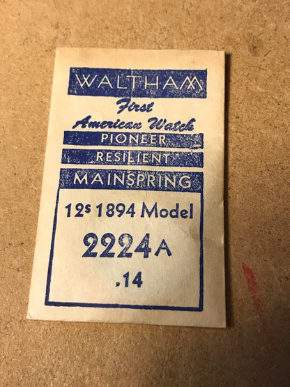 Waltham Factory Mainspring 12s Waltham Model 1894 #2224A - Steel