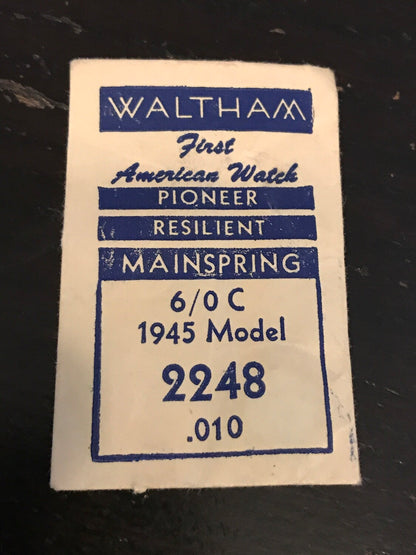 Waltham Factory Mainspring for 6/0 C 1945 Model No. 2248 - Steel