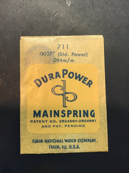 Elgin DuraPower Factory Mainspring for 13/0s grade 711 & similar - Alloy