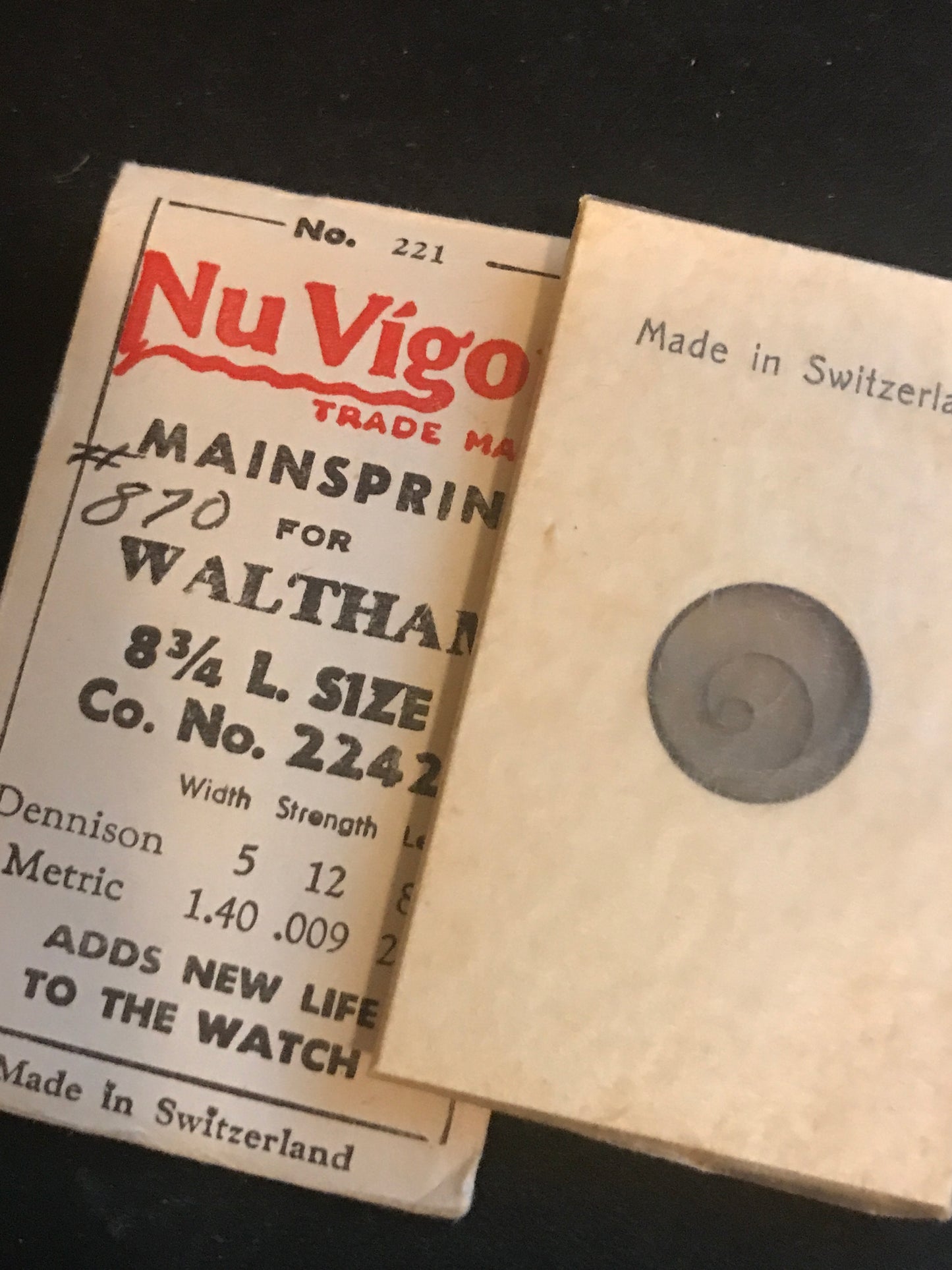 NuVigor Mainspring - Waltham 2242 for 8¾ Ligne Model 870 - Steel