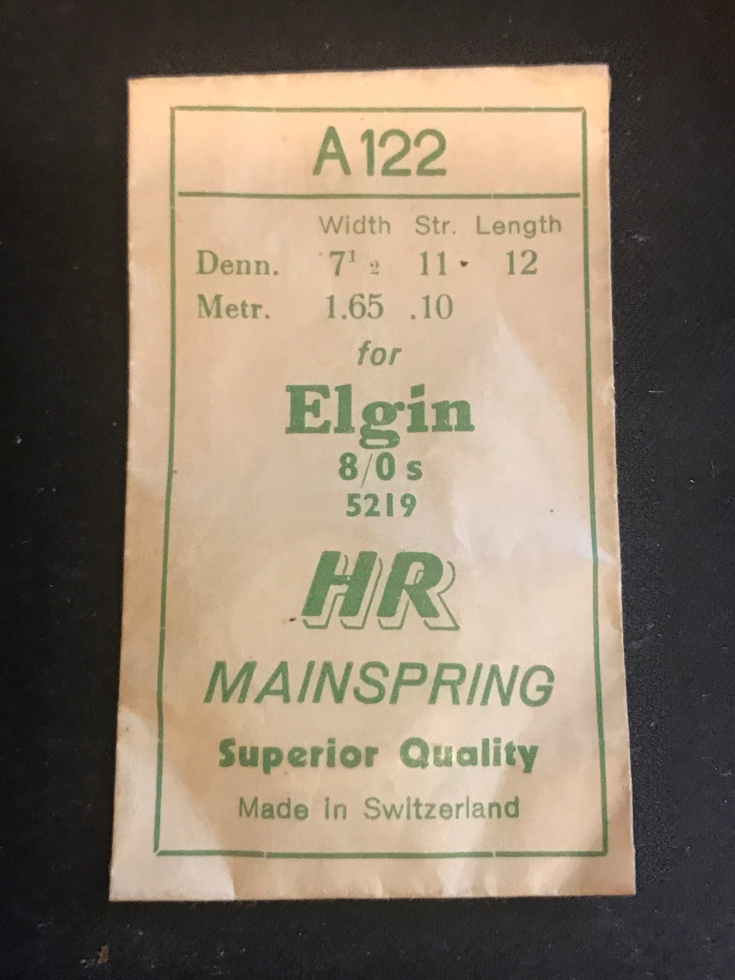 HR Mainspring A122 for Elgin 8/0s Factory No. 5219 - Steel