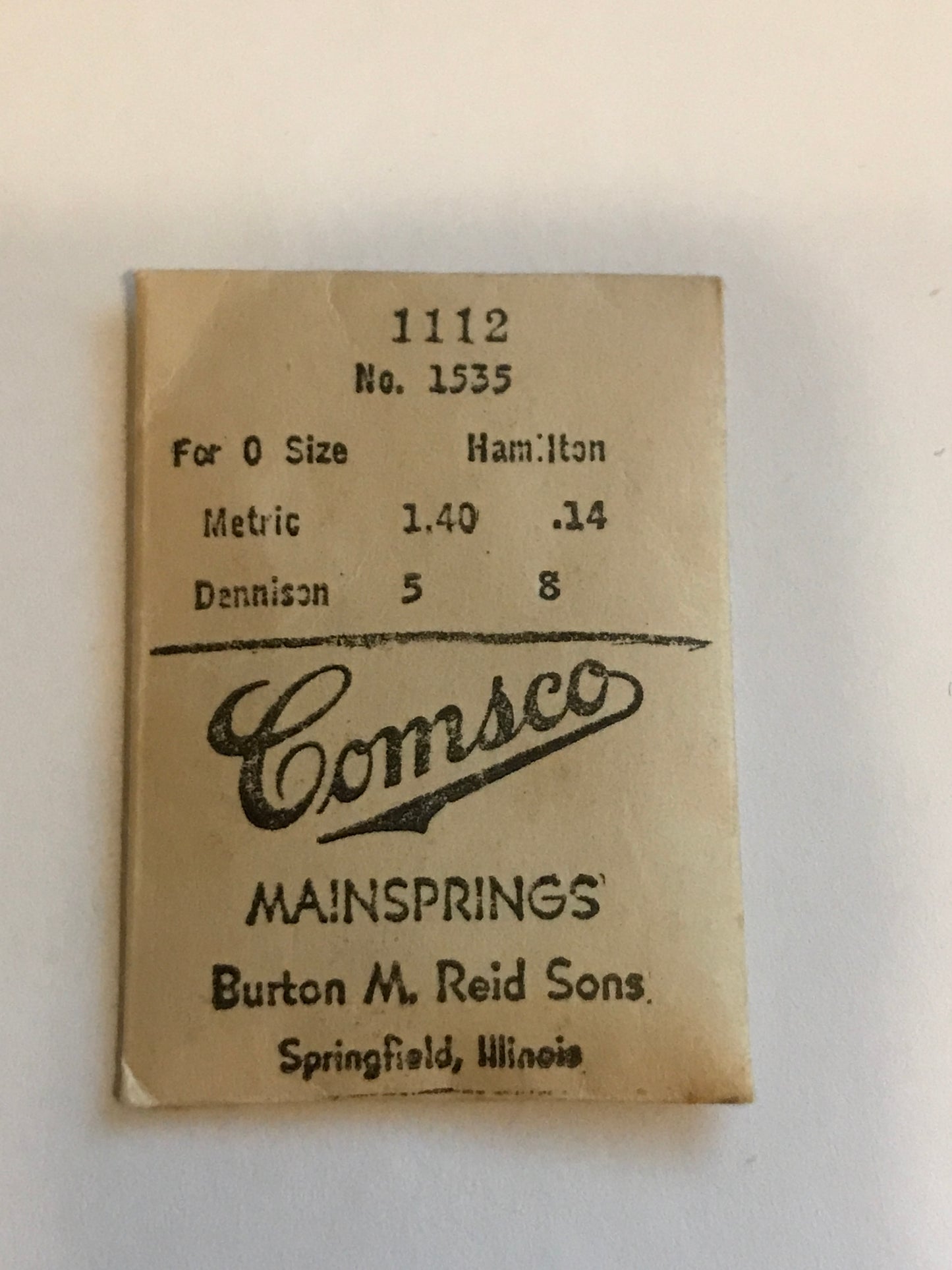 Comsco Mainspring #1112 for Hamilton 0s Factory No. 1535 - Steel