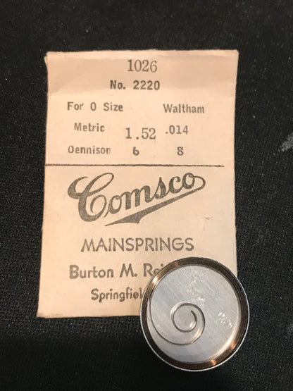 Comsco Mainspring #1026 for Waltham 0s Factory No. 2220 - Steel