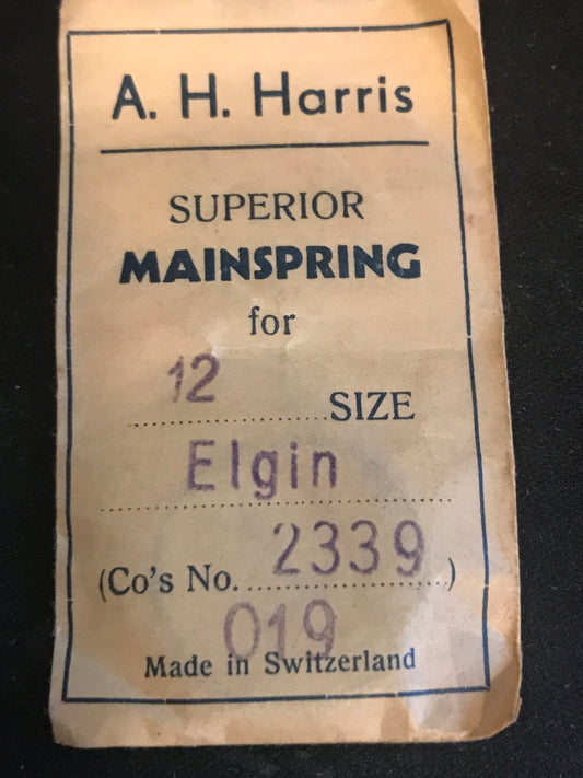 A.H. Harris Mainspring for Elgin 12s Factory No. 2339 - Steel