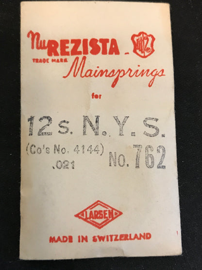 NuREZISTA Mainspring #762 for 12s N.Y. Standard No. 4144 - Steel