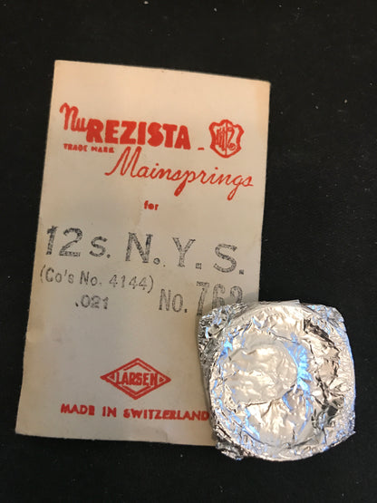 NuREZISTA Mainspring #762 for 12s N.Y. Standard No. 4144 - Steel