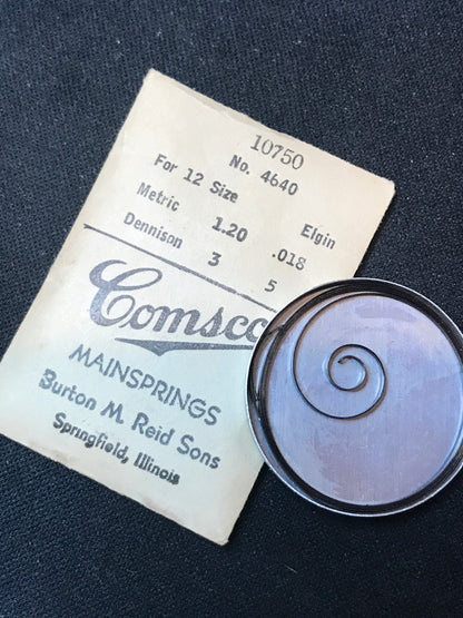 Comsco Mainspring #1019 for Waltham 1s & 0s Factory No. 2216 - Steel