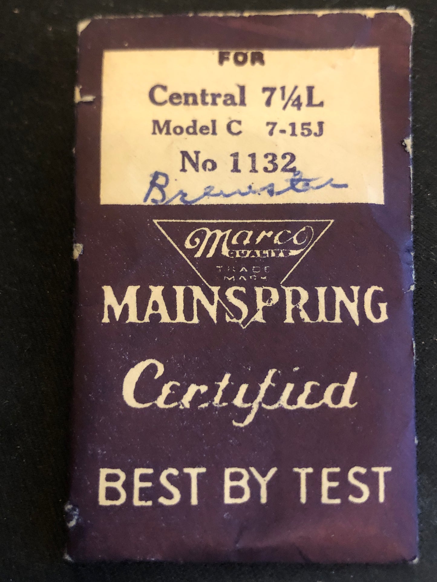 Marco Mainspring No. 1132 for 7¼ ligne Central Model C - Steel