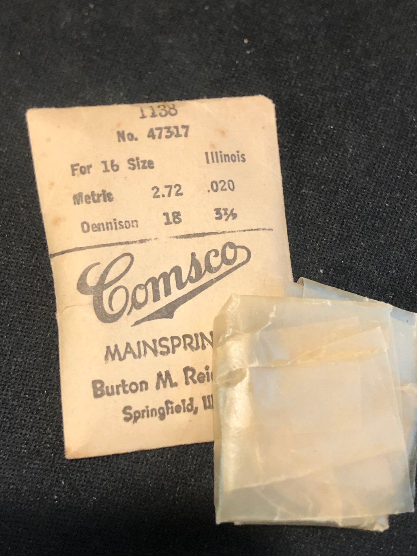 Comsco Mainspring #1138 for Illinois 16s Factory No. 47317 - Steel