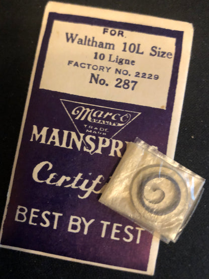 Marco Mainspring #287 for Waltham 10 Ligne No. 2229 - Steel