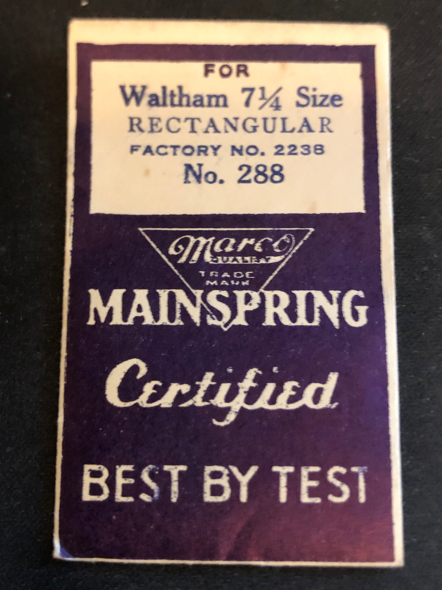 Marco Mainspring #288 for Waltham 7¼ Ligne No. 2238 - Steel