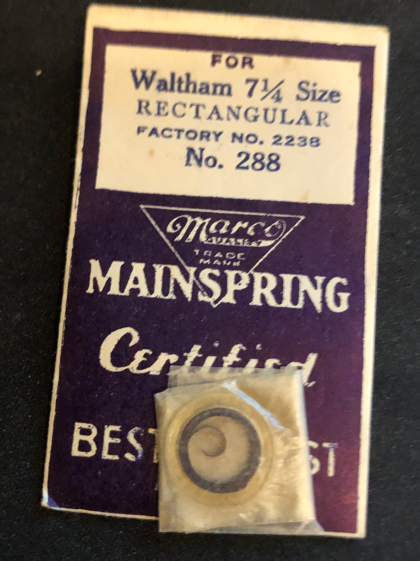 Marco Mainspring #288 for Waltham 7¼ Ligne No. 2238 - Steel