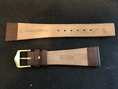 Gilden 20mm Brown Padded Genuine Leather Strap - New in Packaging