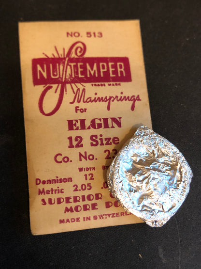 NuTemper Mainspring No. 513 for Elgin 12s No. 2339 - Steel