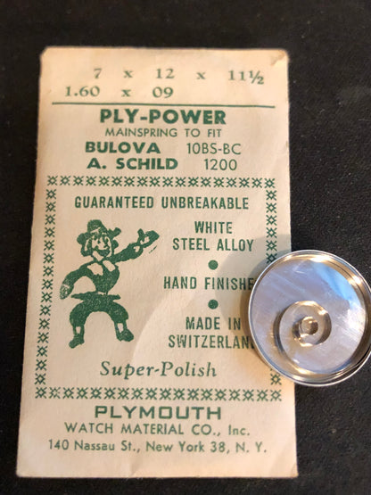 Plymouth Ply-Power Mainspring for Bulova 10BS, 10BC & AS 1200 - Alloy