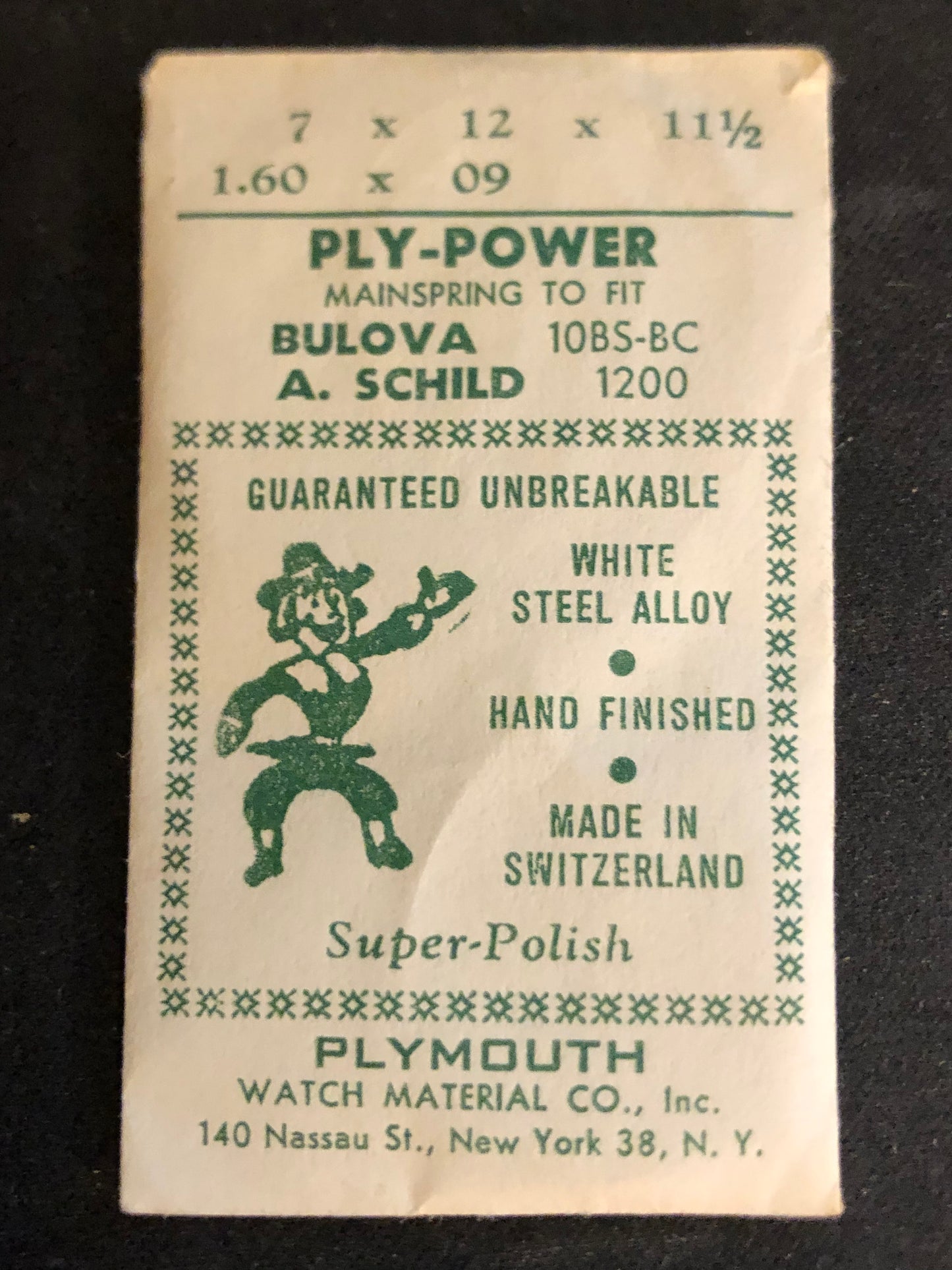 Plymouth Ply-Power Mainspring for Bulova 10BS, 10BC & AS 1200 - Alloy