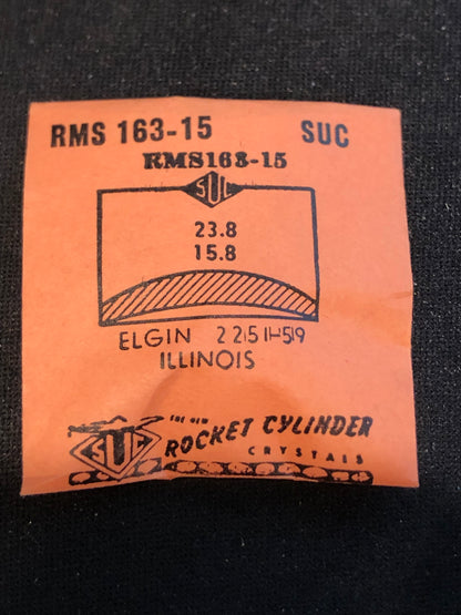 SUC Rocket Crystal RMS 163-15 for ELGIN case #2251 - 59 & ILLINOIS - 23.8 x 15.8mm - New