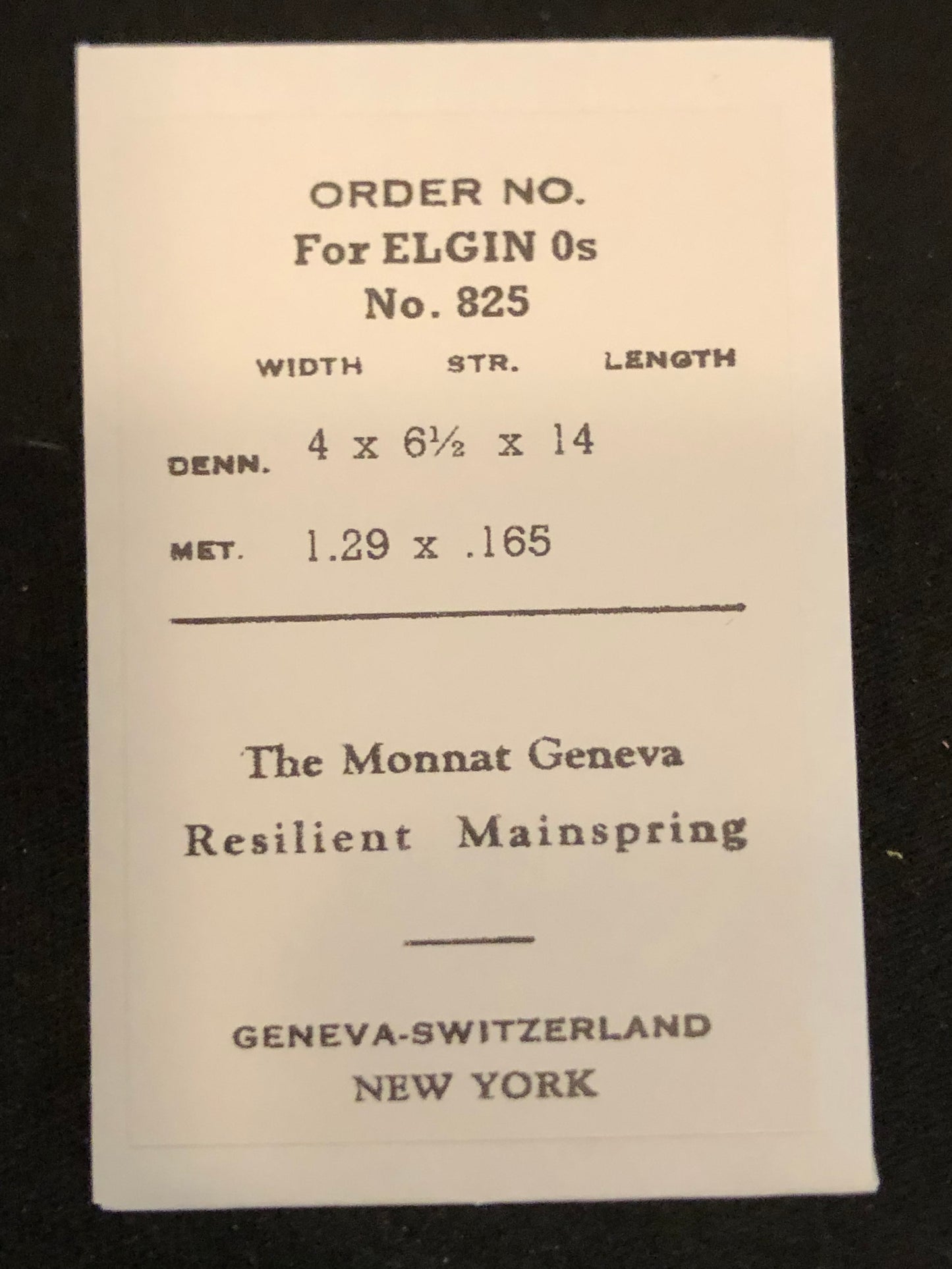 Monnat Geneva Mainspring for 0s Elgin No. 825 - Steel