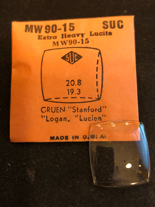 SUC Fancy Lucite Crystal MW 90-15 for GRUEN Stanford, Logan, Lucien - 20.8 x 19.3mm - New