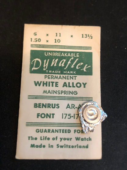 Dynaflex Unbreakable Mainspring for Font 175, 176, Benrus AR, AT - Alloy