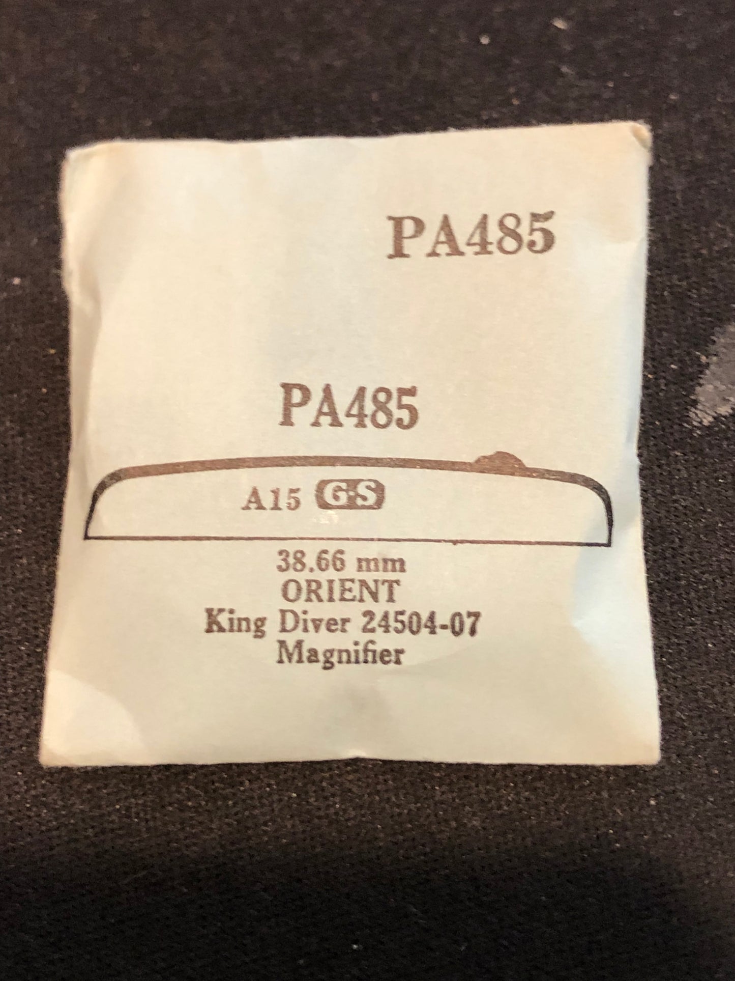 GS PA485 Watch Crystal 38.66 mm for Orient King Diver 24504-07 - New