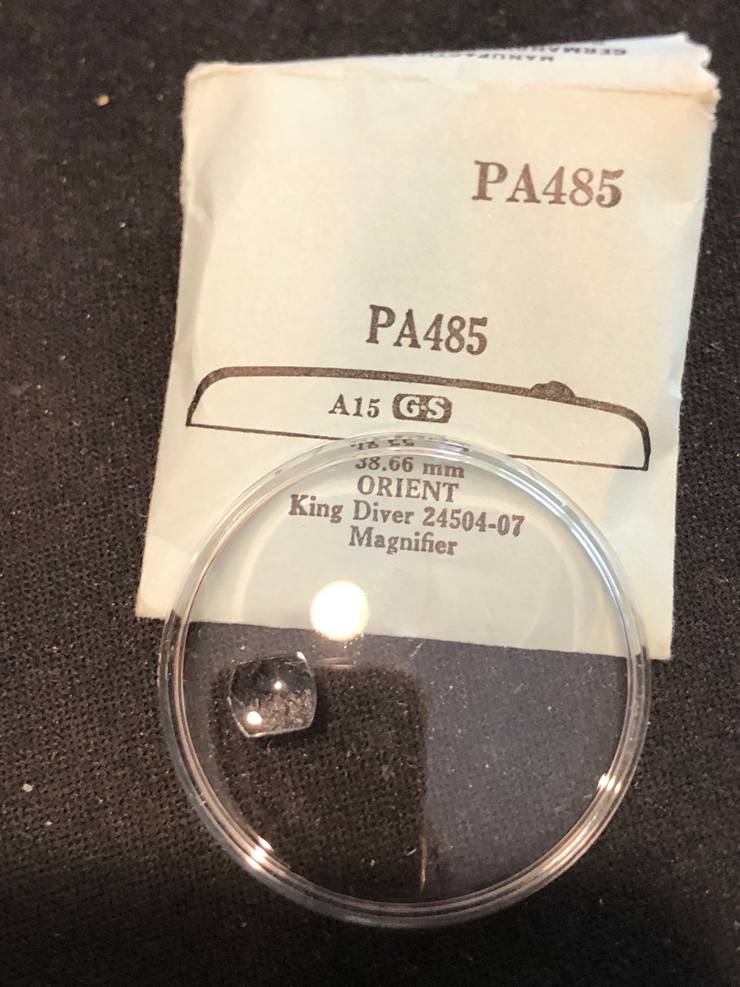 GS PA485 Watch Crystal 38.66 mm for Orient King Diver 24504-07 - New