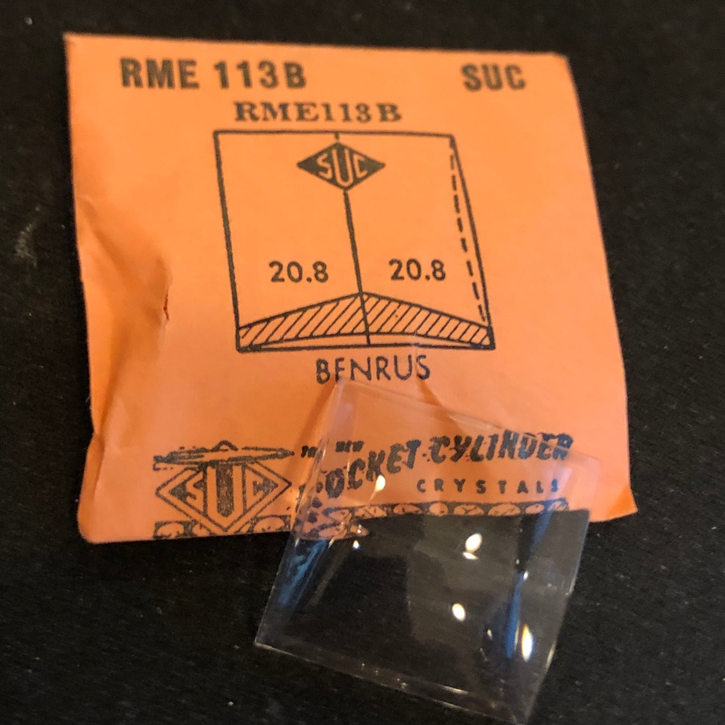 SUC Rocket Faceted Crystal RME 113B for BENRUS - 20.8 x 20.8mm - New