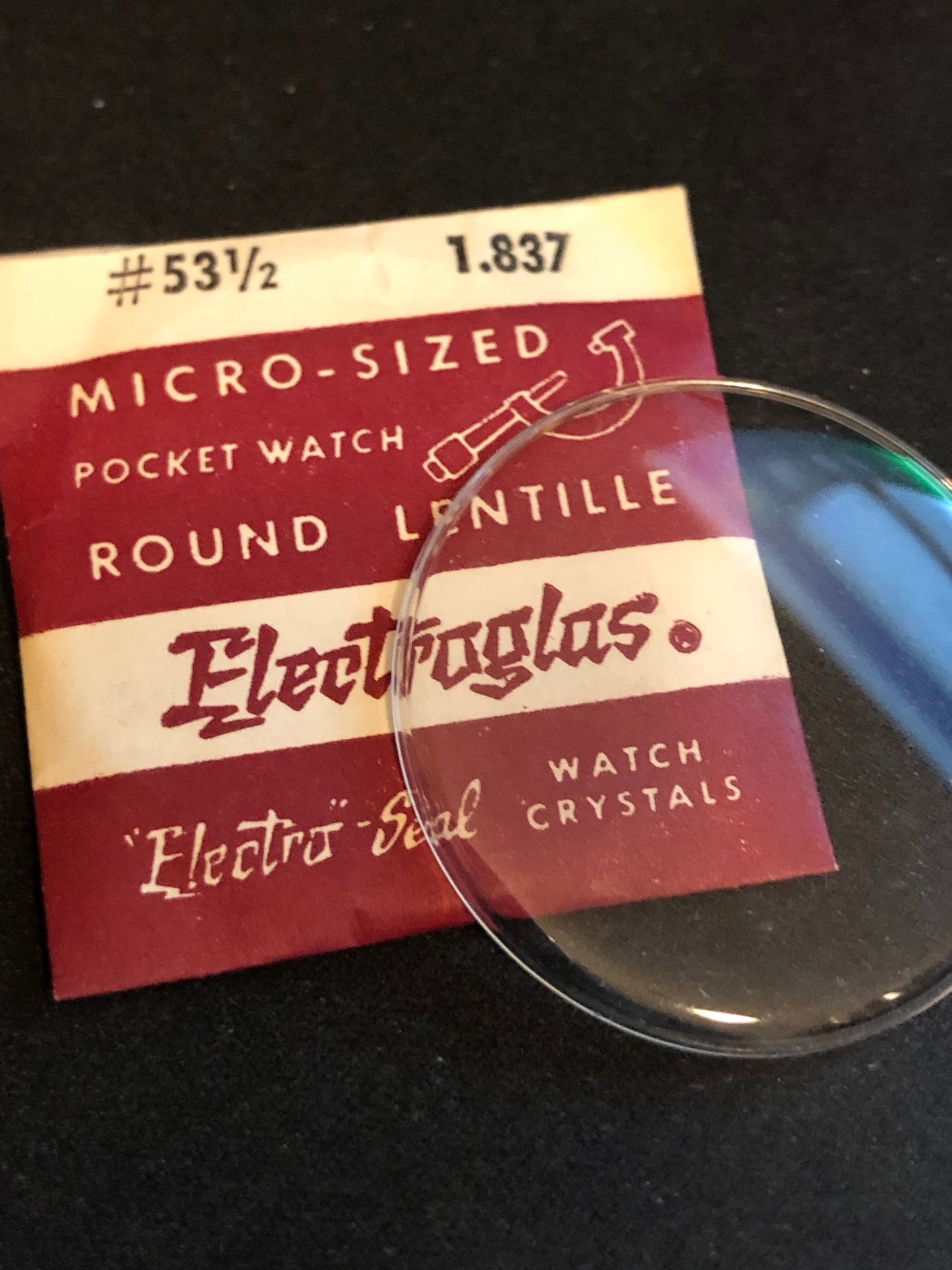 Electro-Seal ES-53½ Pocket Watch Crystal 46.7mm (1.837“) - New