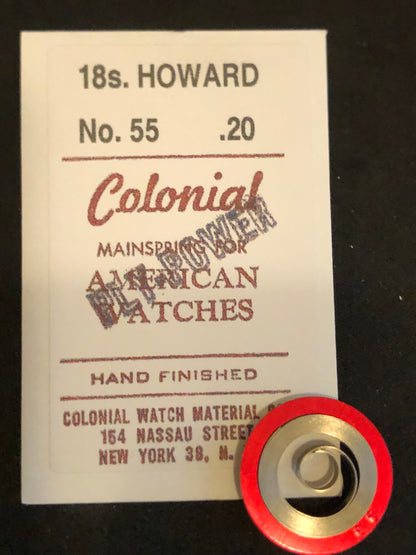 Colonial Mainspring for Howard 18s Factory No. 55 - Alloy