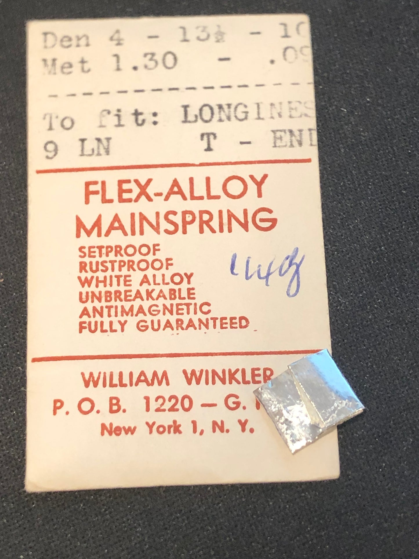 Flex-Alloy Mainspring for Longines 9 LN - Alloy