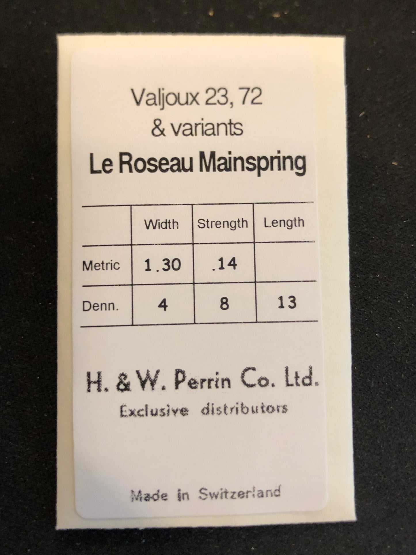 H. & W. Perrin Co. Mainspring for Valjoux 23, 23C, 72, 72C - Steel