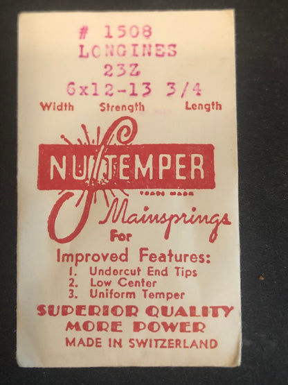NuTemper Mainspring #1508 for Longines caliber 23Z - Steel