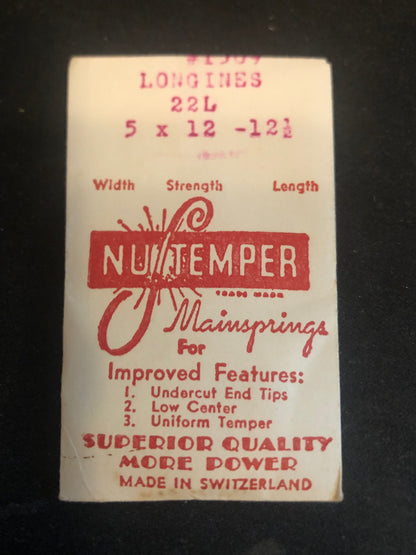 NuTemper Mainspring #1509 for Longines caliber 22L - Steel