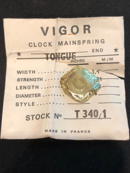 Vigor TONGUE End Clock Mainspring - 25 x 3 x 23½" Long - T 340/1