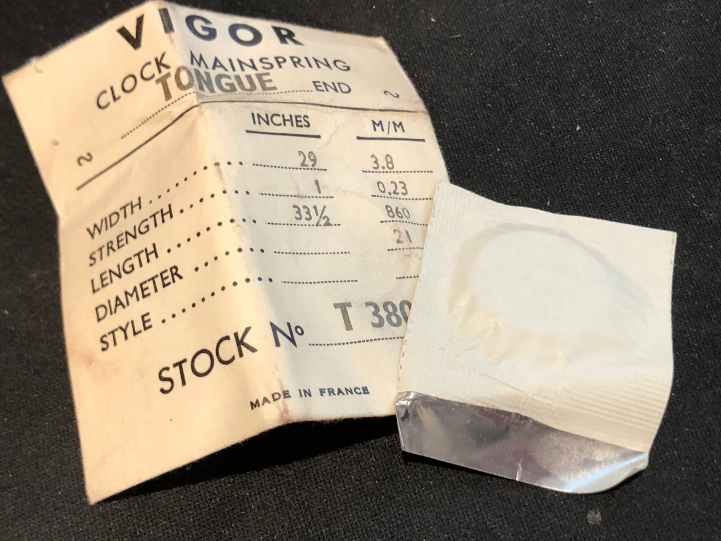 Vigor TONGUE End Clock Mainspring - 21 x 3 x 19½" Long - T 300-5