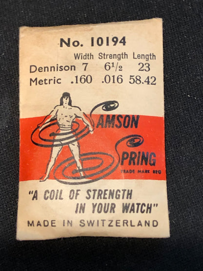 Samson Mainspring No. 10194 for Cimier 13 ligne caliber 20 - Steel