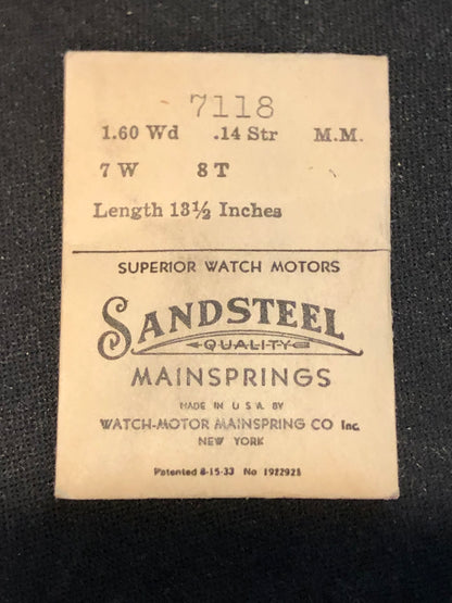 Sandsteel Mainspring #7118 for Omega Caliber 28/9 & 28/9T2 - Steel