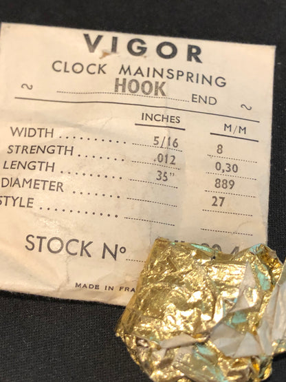 Vigor HOOK End Clock Mainspring - 5/16" x .012" x 35" Long - CML 80.4