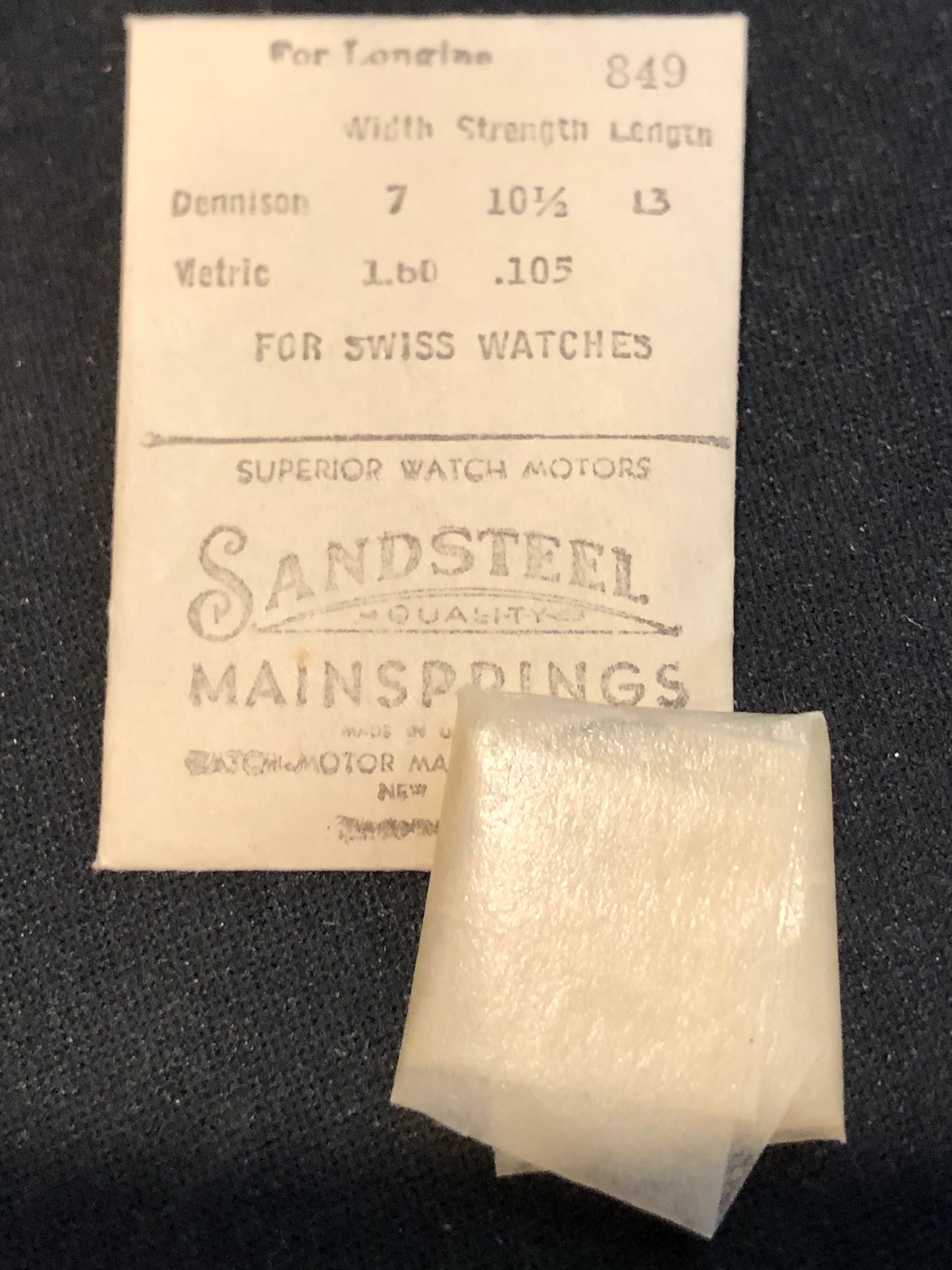 Sandsteel Mainspring #849 for Longines 9/32 - Steel