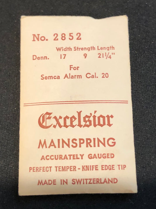 Excelsior #2852 ALARM Mainspring for Semca Caliber 20 - Steel
