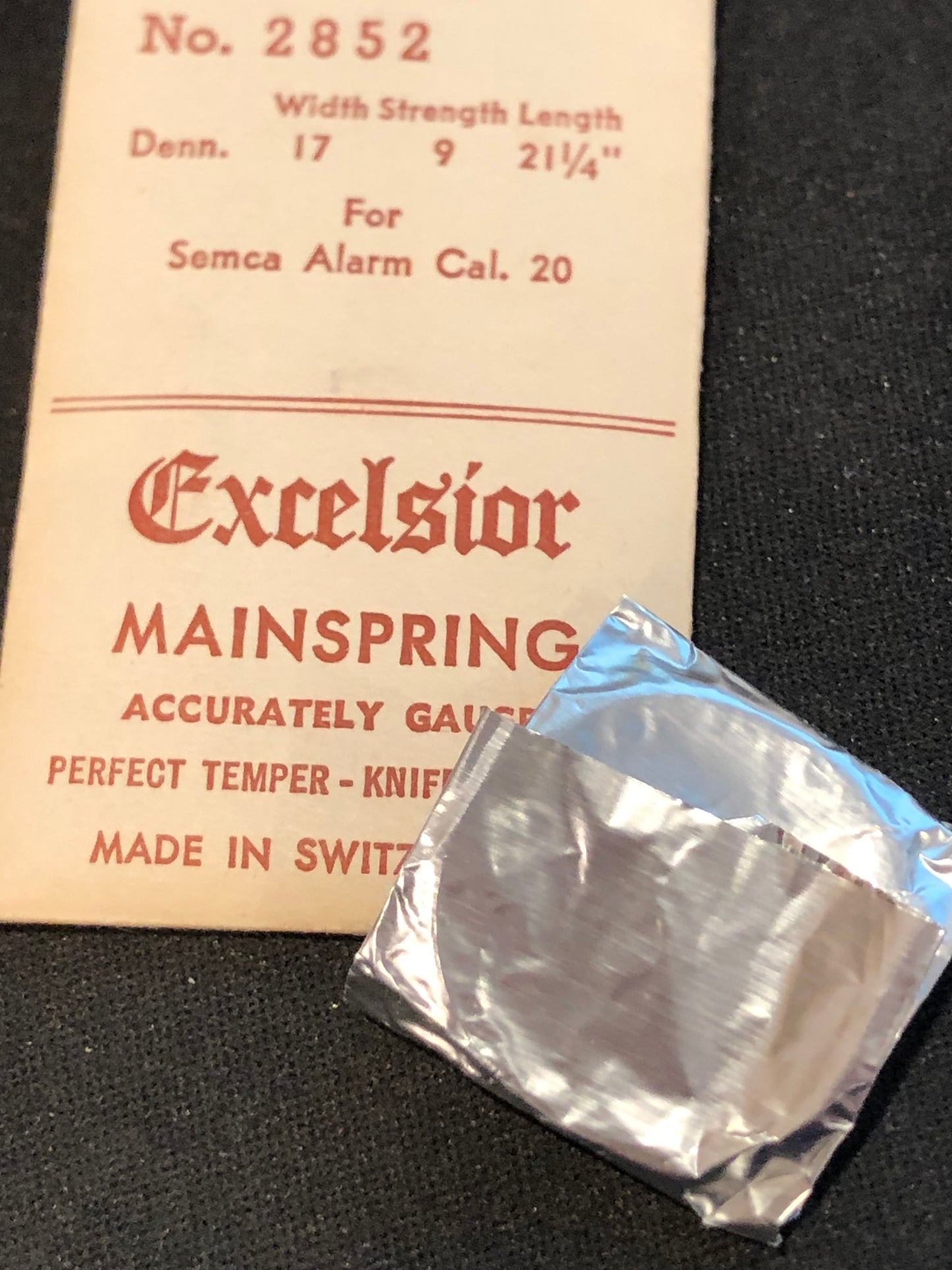 Excelsior #2852 ALARM Mainspring for Semca Caliber 20 - Steel