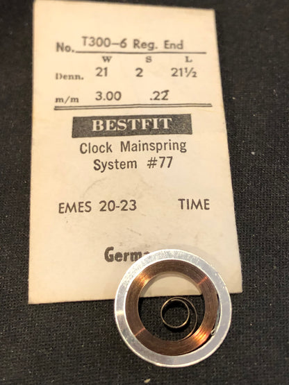 BESTFIT Clock Mainspring for EMES 20 - 23 Time No. T300-6