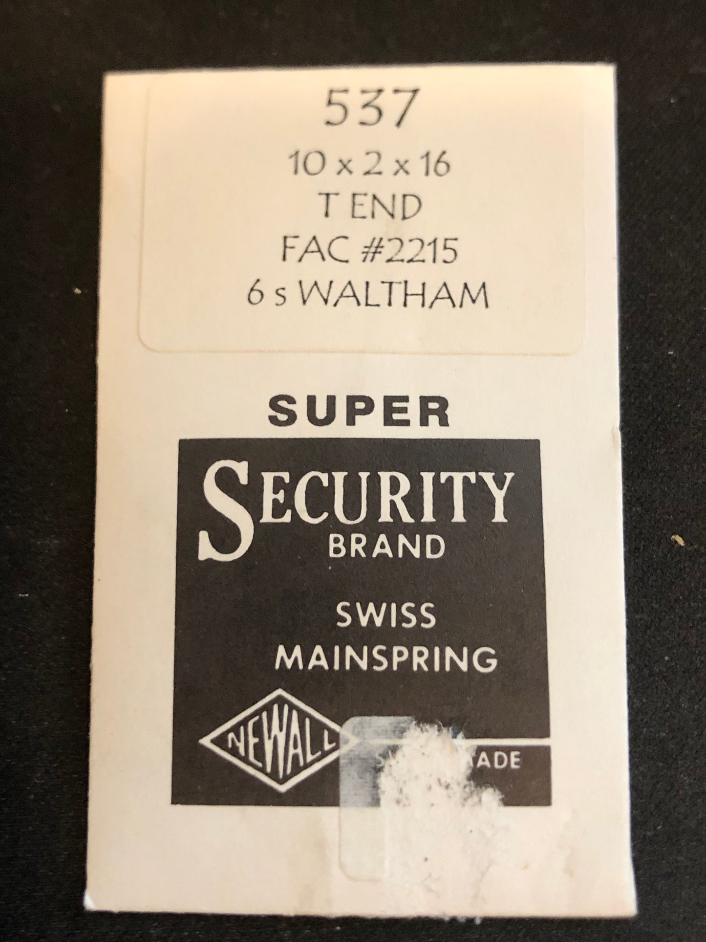 Newall SUPER Mainspring #537 for 6s Waltham No. 2217 - Alloy