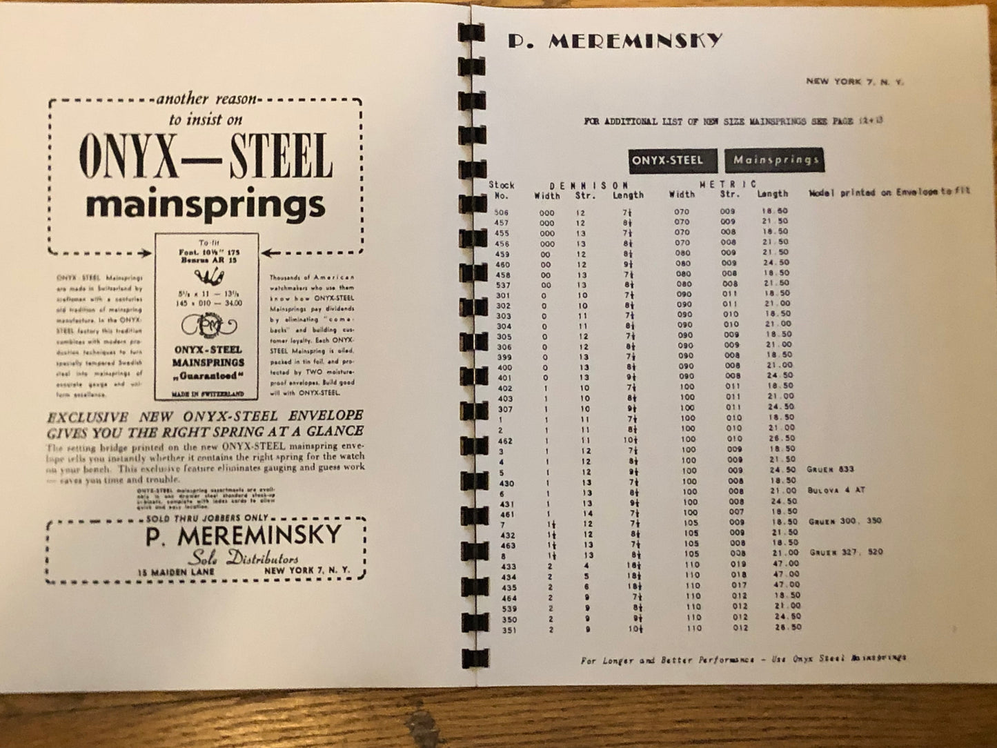 PM Watch Mainspring Catalog & Guide - reprint