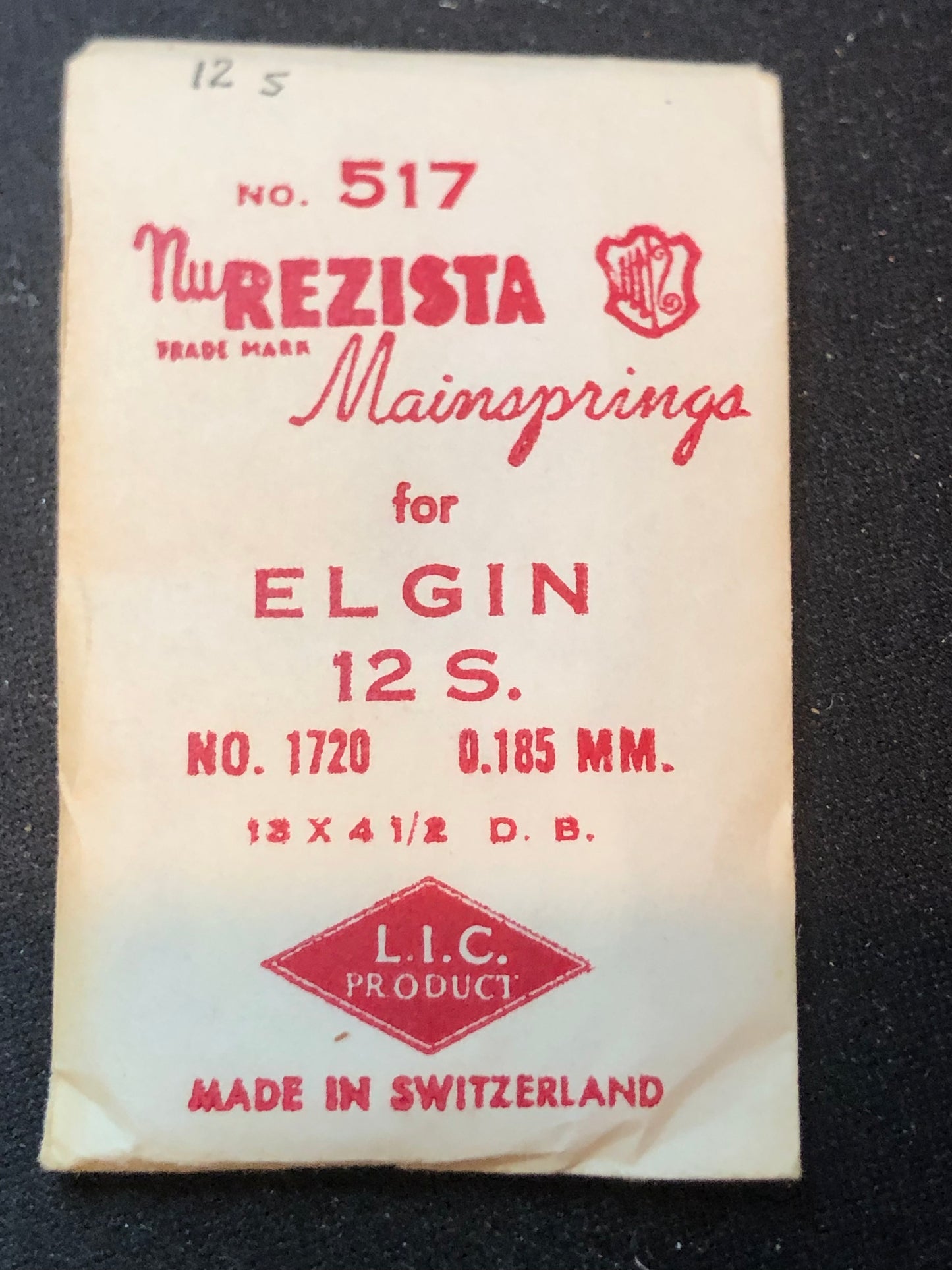 NuRezista Mainspring No. 517 for Elgin 12s Factory No. 1720 - Steel