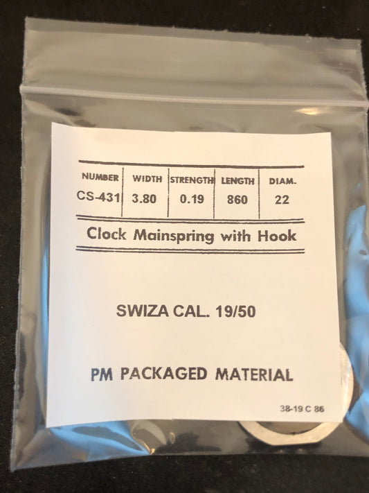 PM Mainspring CS-431 TIME for Swiza Cal. 19/50 Alarm / Travel Clocks