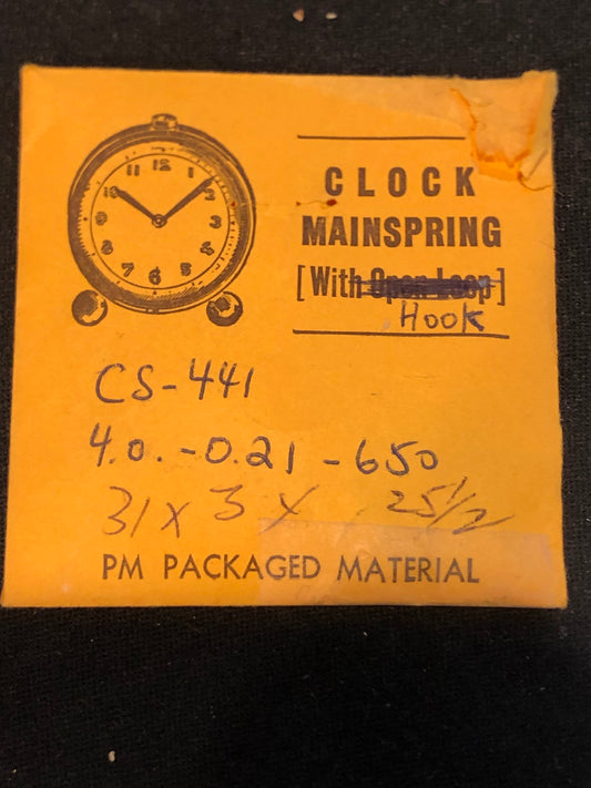 PM Mainspring CS-441 TIME for Jaccard R-250, JAZ AE & UTI 635 Alarm / Travel Clocks