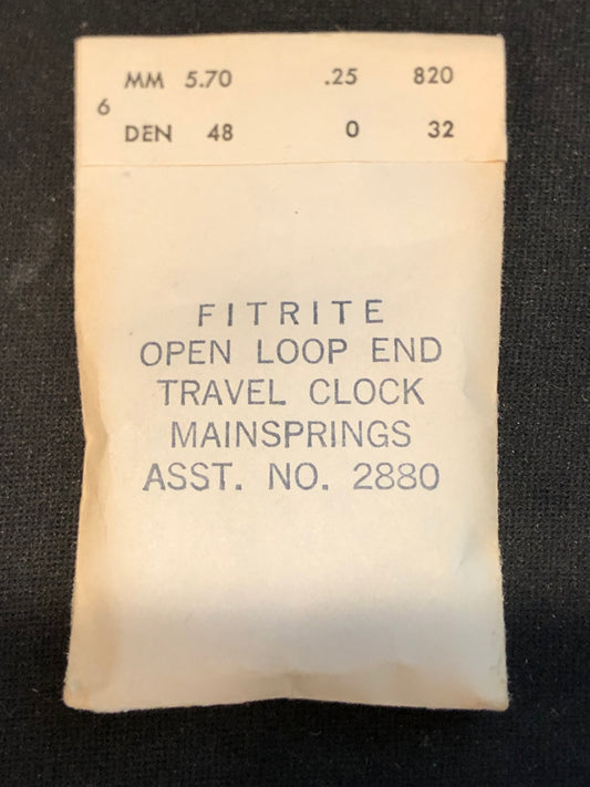 FITRITE Clock Mainspring 5.70 x .25 mm x 820 for 8-Day Travel / Alarm