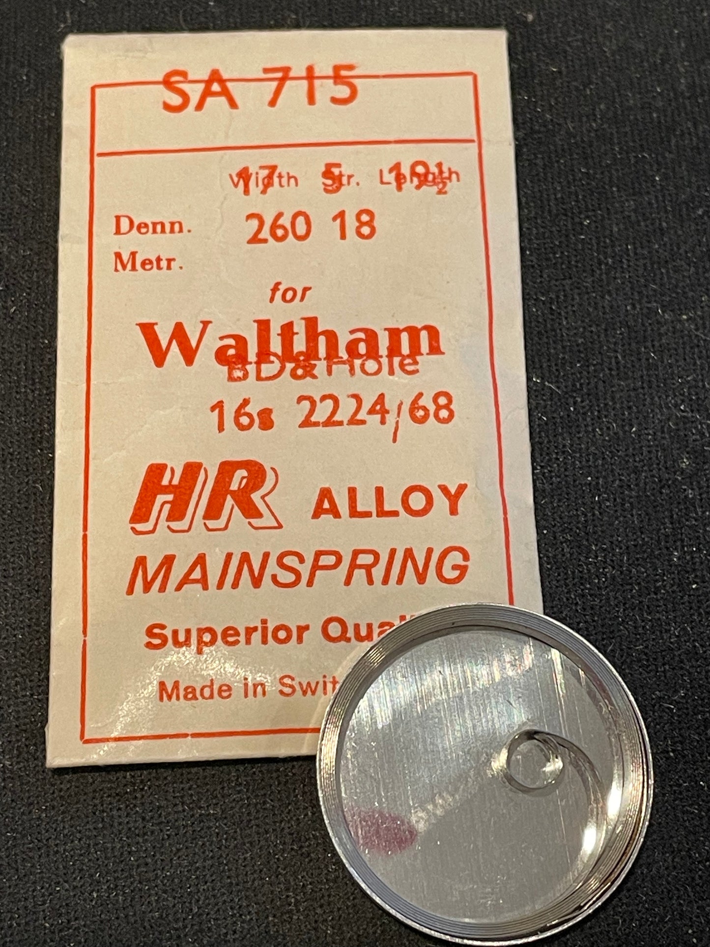 HR Mainspring SA715 for Waltham 16s Factory No. 2247 / 2268 - Alloy